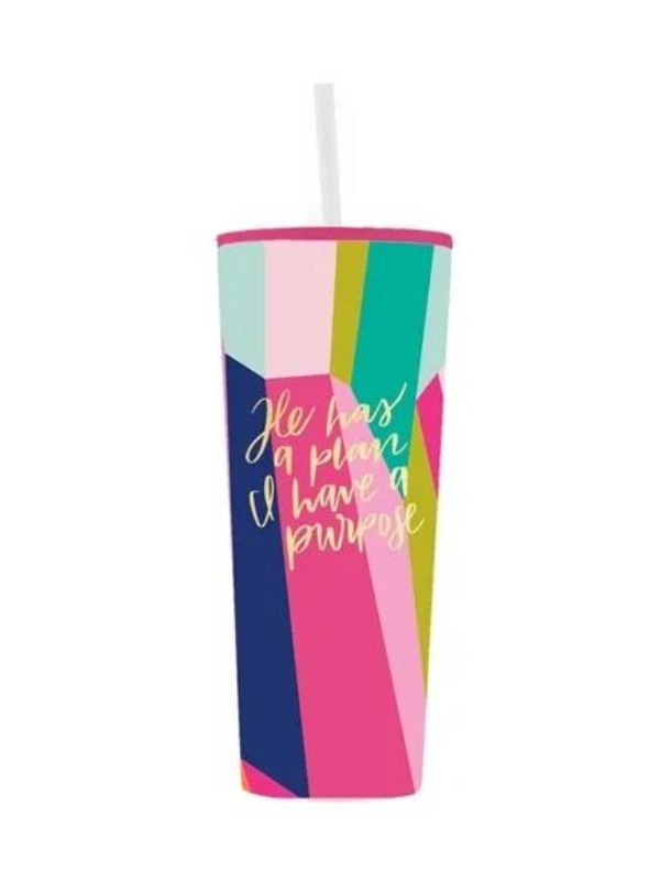 He Has A Plan Straw Tumbler