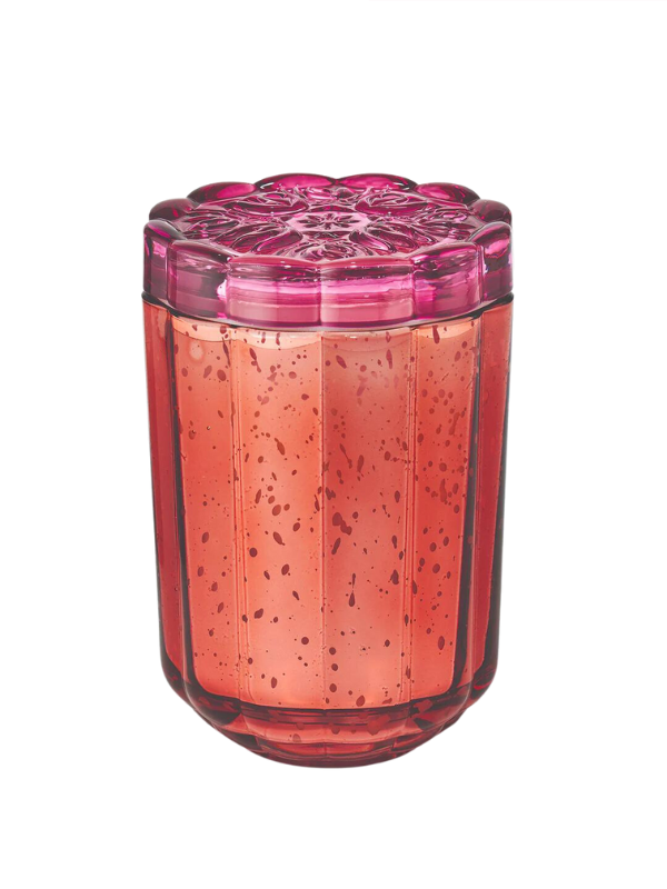 Pink Pepper Fruit Flourish Glass Candle