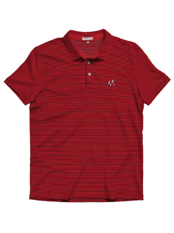 UGA Standing Dawg Red & Black Beech Stripe Polo by Peach State Pride