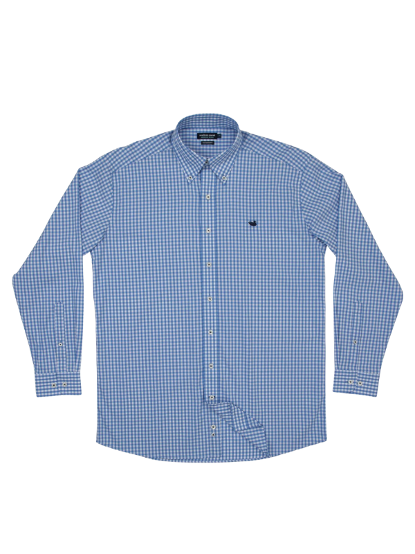 Brentwood Gingham Royal Blue Performance Dress Shirt by Southern Marsh