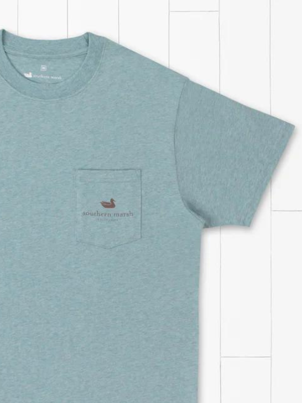 Etched Bass Washed Moss Blue Tee by Southern Marsh