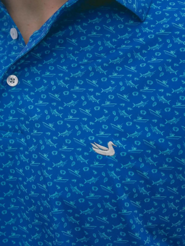 Flyline Offshore Royal and Teal Performance Polo by Southern Marsh