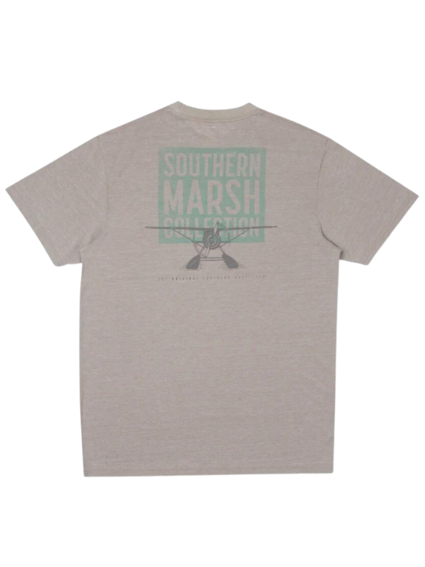 Seawash Floatplane Takeoff Tee in Taupe by Southern Marsh