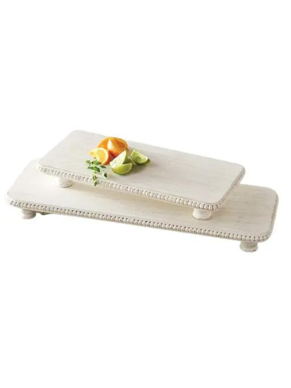 White Beaded Serving Board (Large)