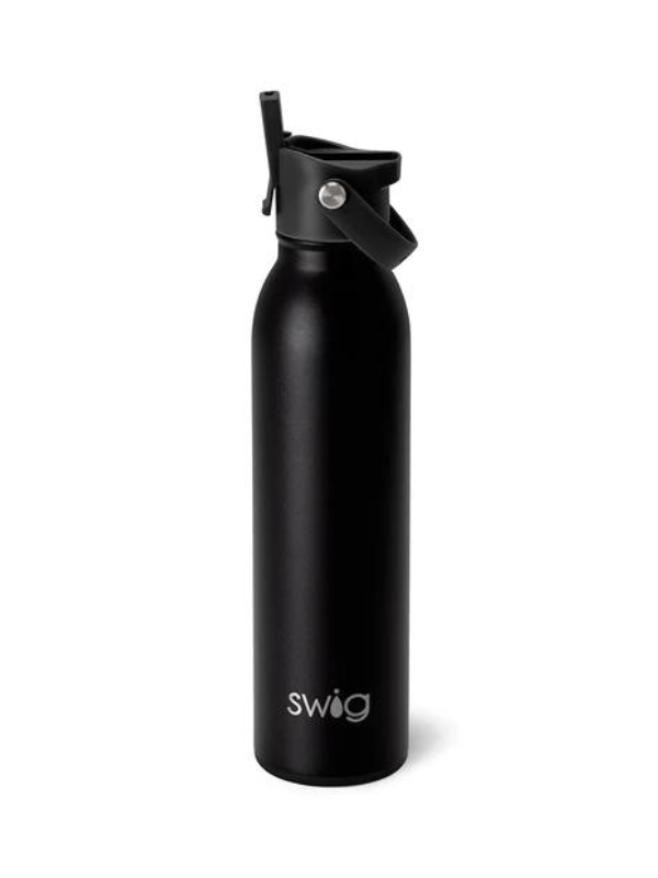 Matte Black Flip + Sip Water Bottle by Swig Life