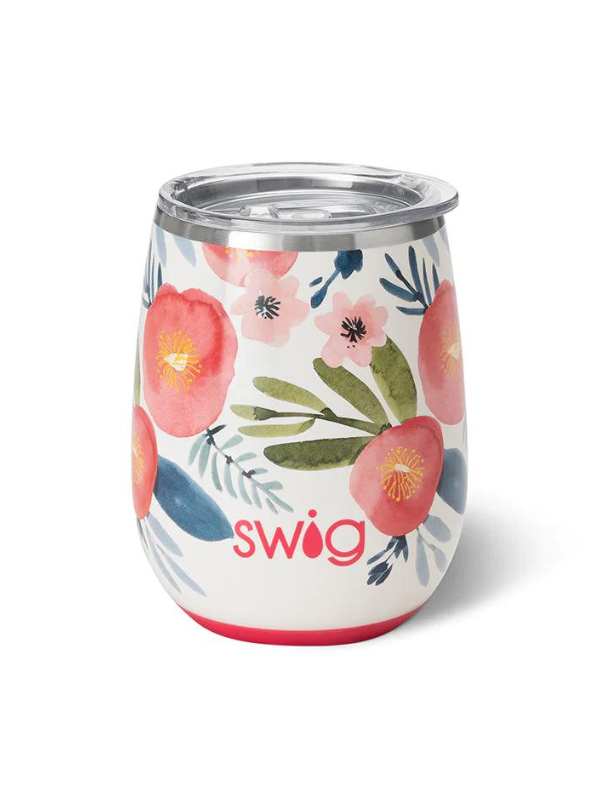 Poppy Fields Stemless Wine Glass by Swig Life