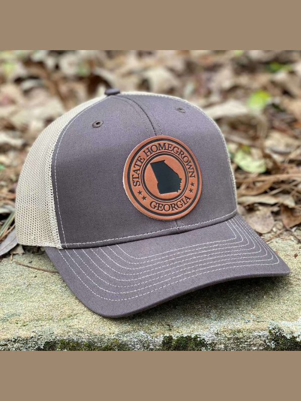 Georgia Pride Leather Patch Hat in Brown by State Homegrown