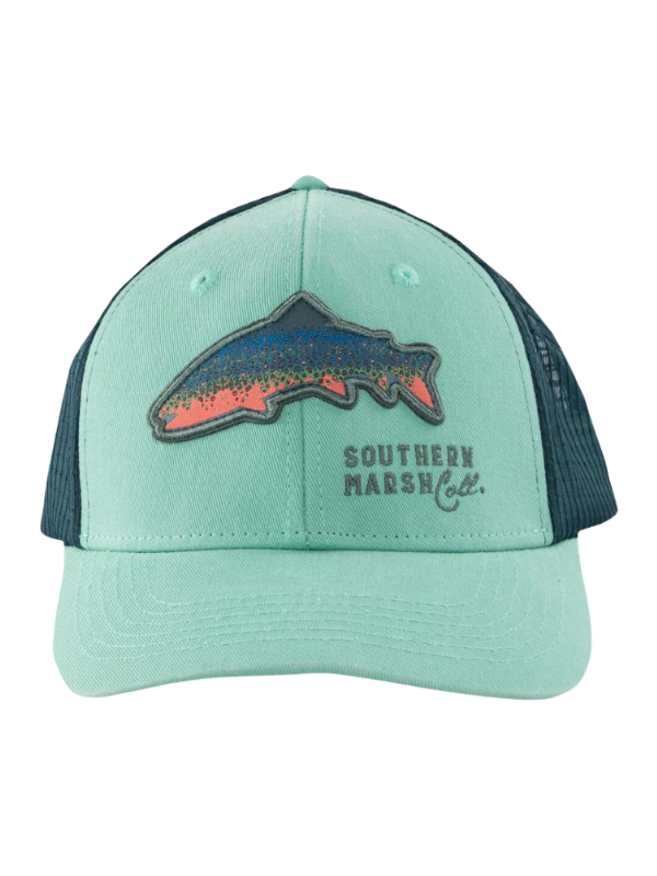 Trout Dots Trucker Hat in Bimini Green by Southern Marsh