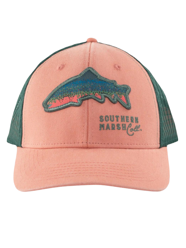 Trout Dots Trucker Hat in Peach by Southern Marsh