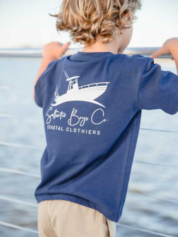 Offshore Boat YOUTH Tee in Navy by Saltwater Boys Co.