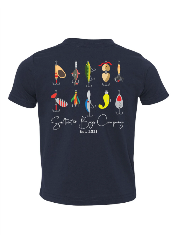 Little Lures YOUTH Tee in Navy by Saltwater Boys Co.