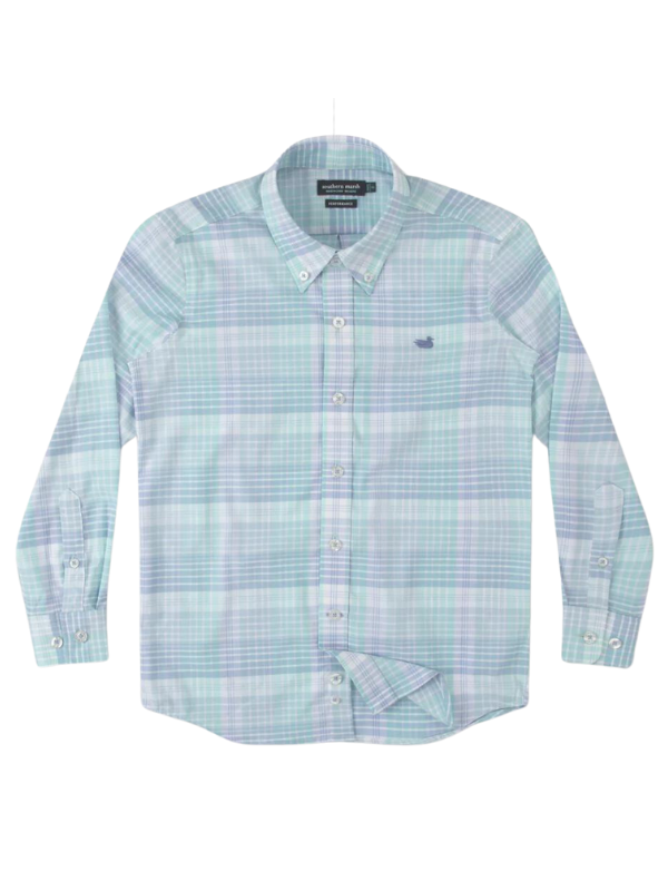 Bayamon YOUTH Performance Dress Shirt in Mint & Lilac by Southern Marsh