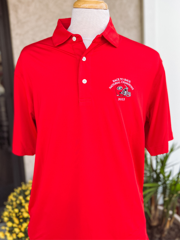 Back to Back National Champions Performance Polo in Red by Onward Reserve