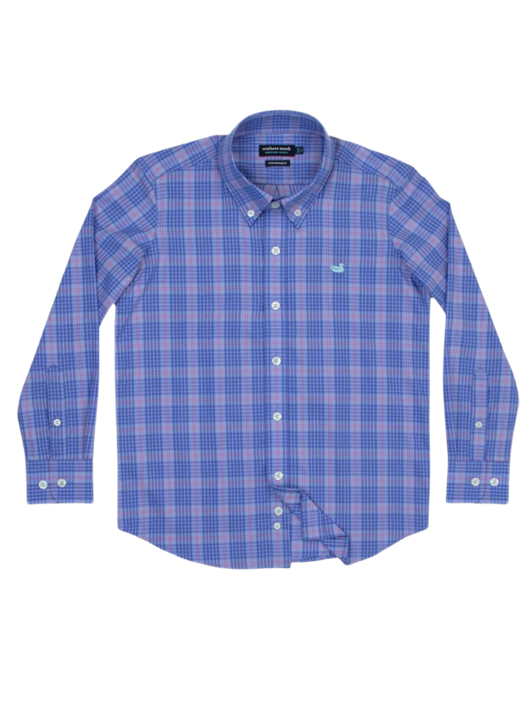 Calabash YOUTH Performance Dress Shirt in Lilac & Royal Blue by Southern Marsh