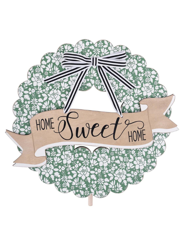 Home Sweet Home Floral Wreath Topper