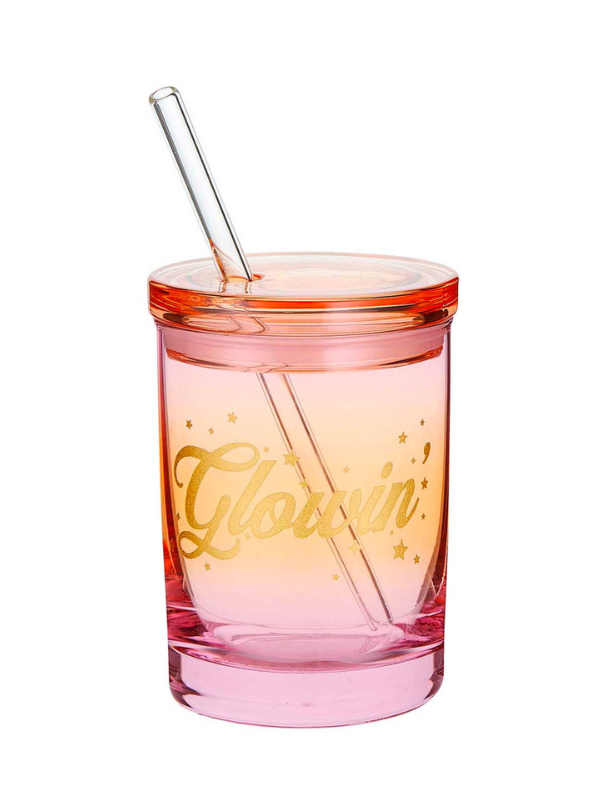 Glowin' Glass with Lid & Straw