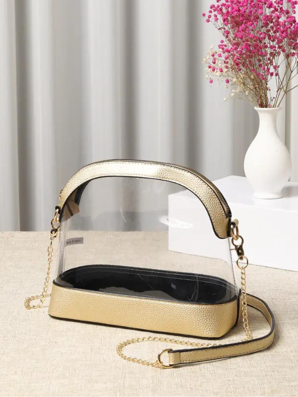 Clear Dome Cross Body Bag in Gold