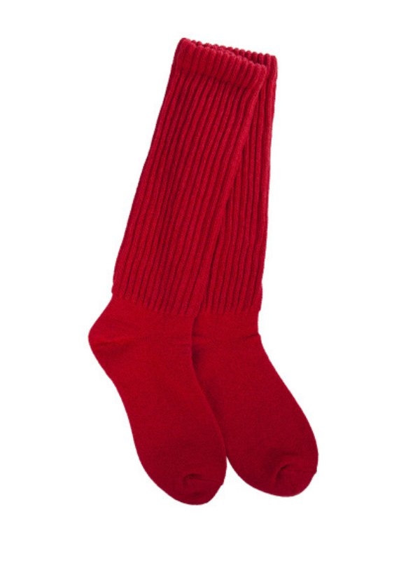 Weekend Slouch Crew Socks in Red