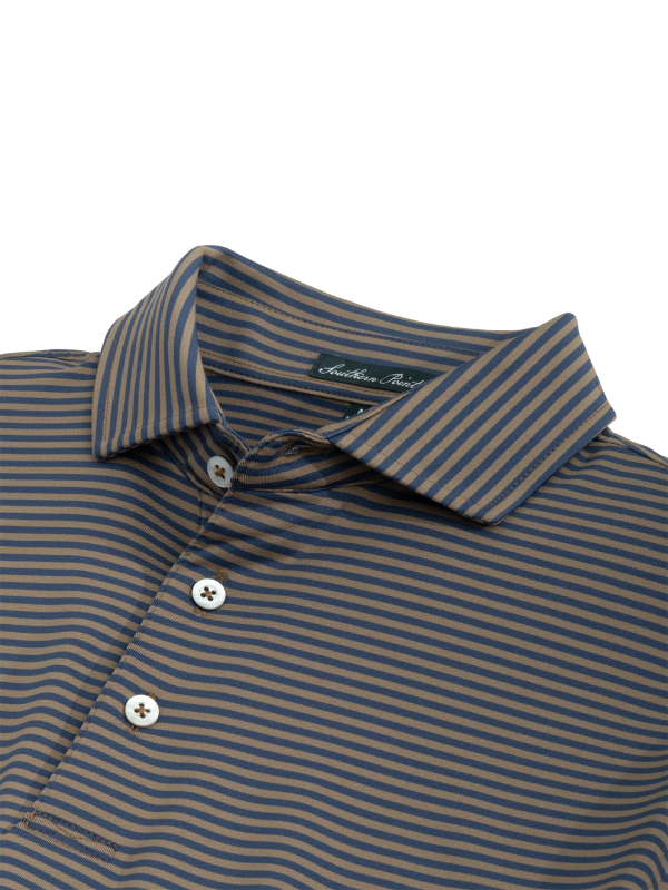 Southern Point YOUTH Hillside Stripe Polo in Midnight/Brown