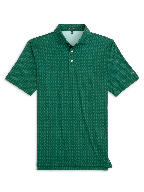 Southern Point YOUTH Heritage Polo in Greyton Print Hunter Green