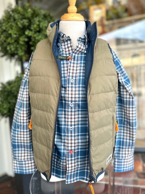 Southern Point YOUTH Field Series Reversible Down Vest in Navy/Olive