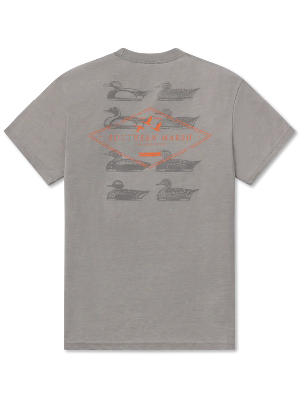 Seawash Decoy Stamp Tee in Light Gray by Southern Marsh