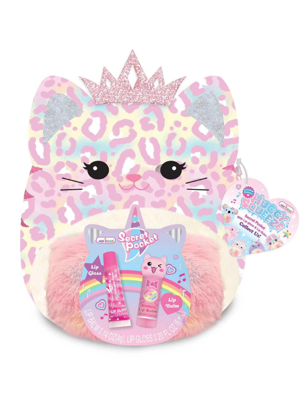 Colorful Cat Huggie with Lip Gloss and Lip Balm