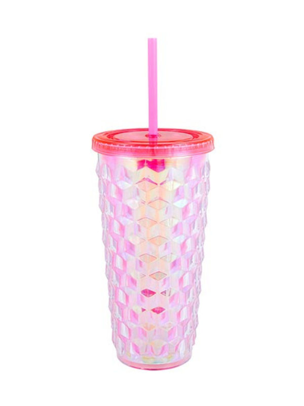 Pink Faceted Tumbler