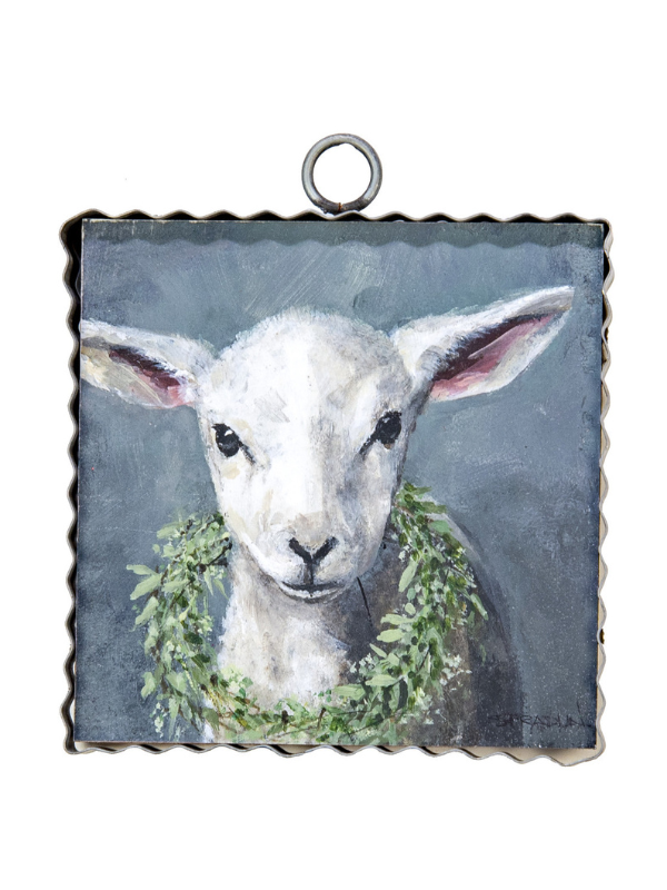 Lamb With Wreath Print