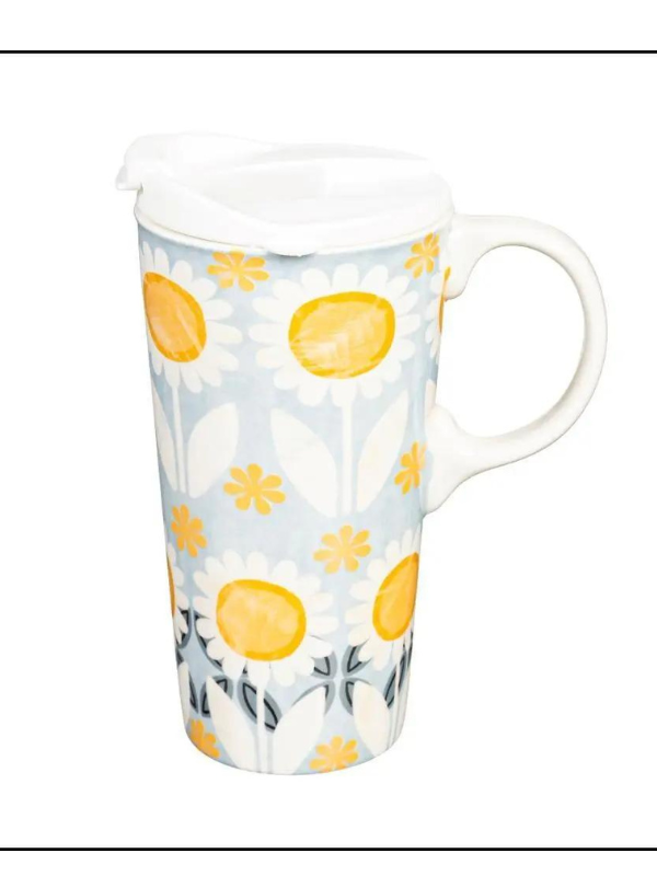 Daises Ceramic Travel Cup