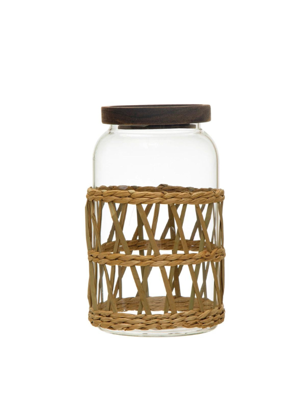 Glass Canister with Woven Outside
