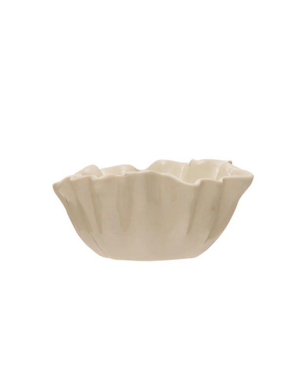 White Stoneware Fluted Bowl