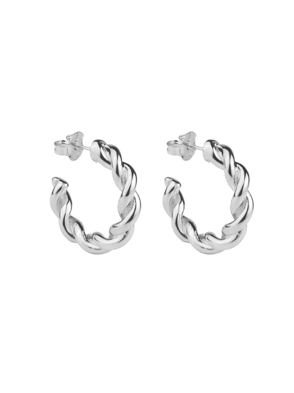 Silver Small Twisted Hoops by Sheila Fajl