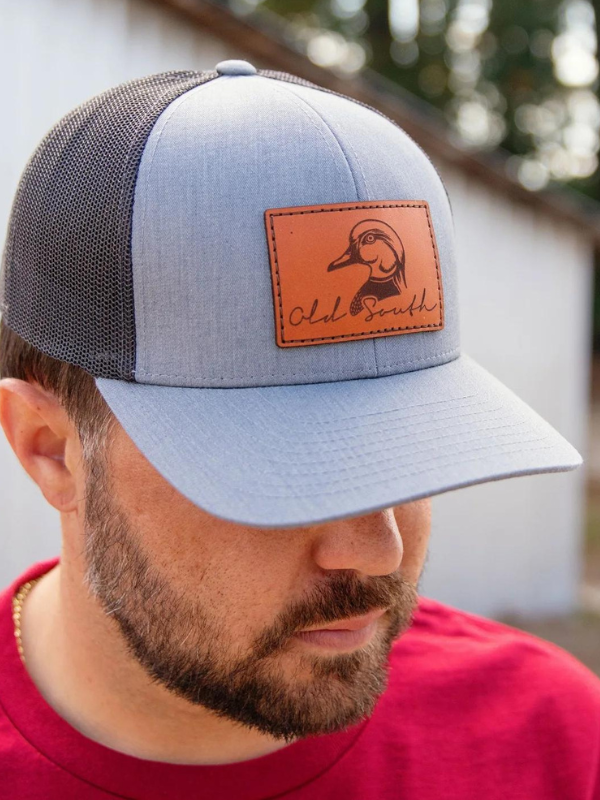 Wood Duck Leather Patch Hat in Heather Grey by Old South