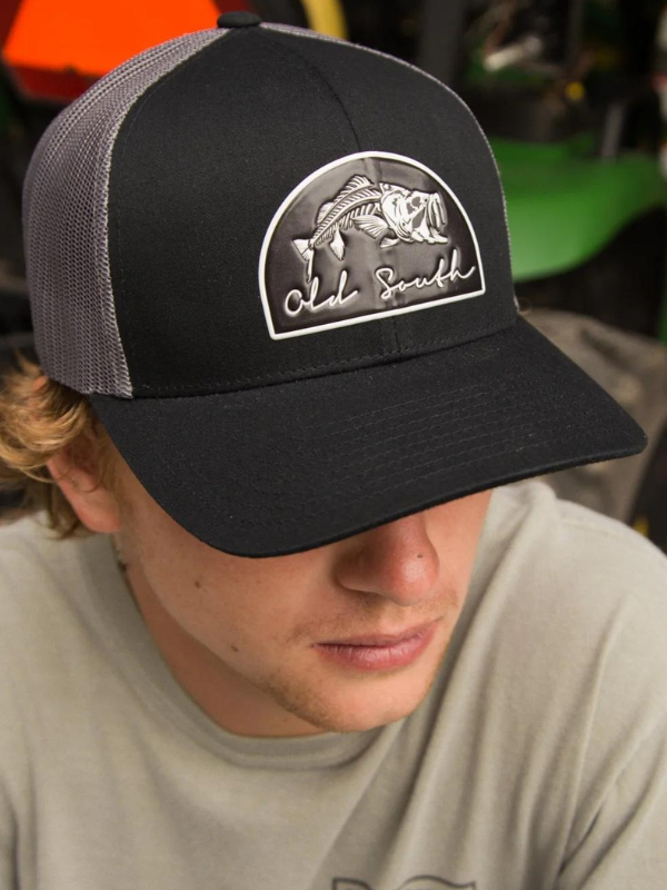 Skully Patch Trucker Hat in Black/ Graphite by Old South
