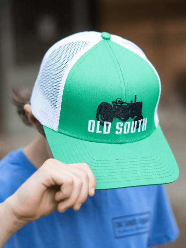 Youth Tractor Hat in Kelly Green/ White by Old South
