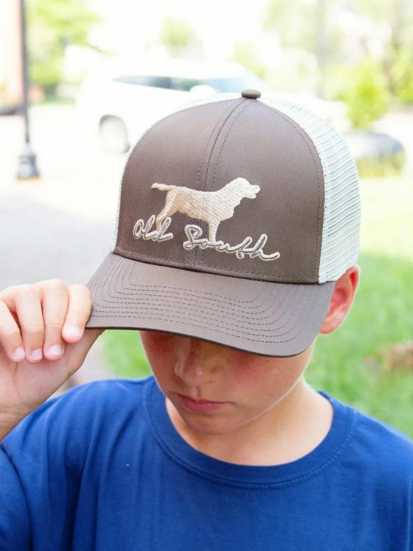 Youth Labrador Tractor Hat in Brown/ Khaki by Old South