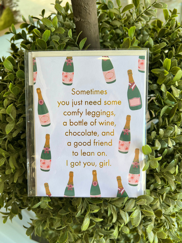 Leggings and Wine Greeting Card