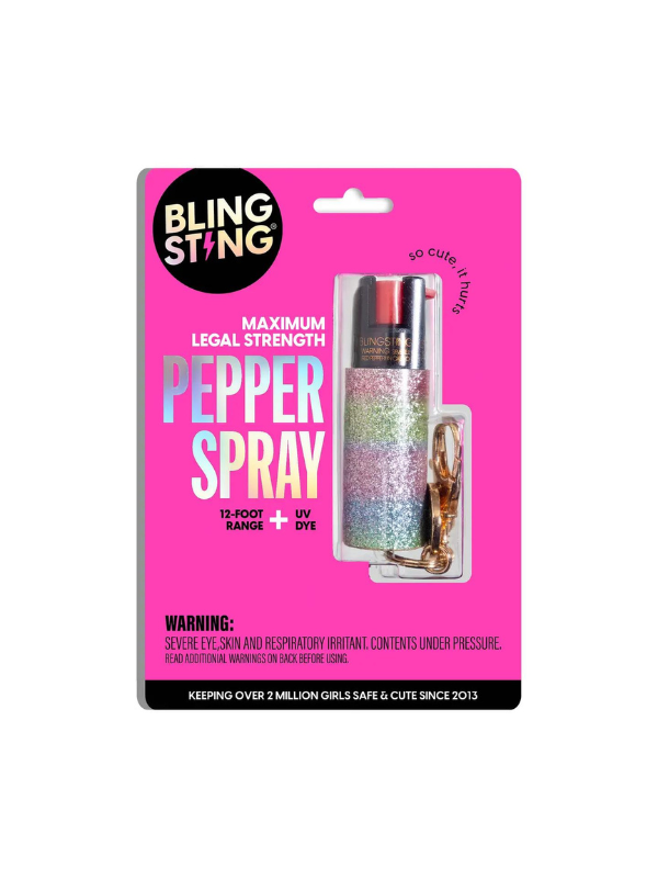 Blingsting Pepper Spray with Rainbow Glitter Case