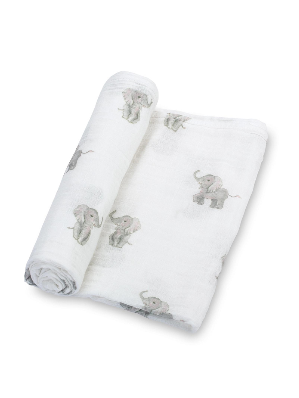 Baby Elephant Muslin Swaddle Blanket