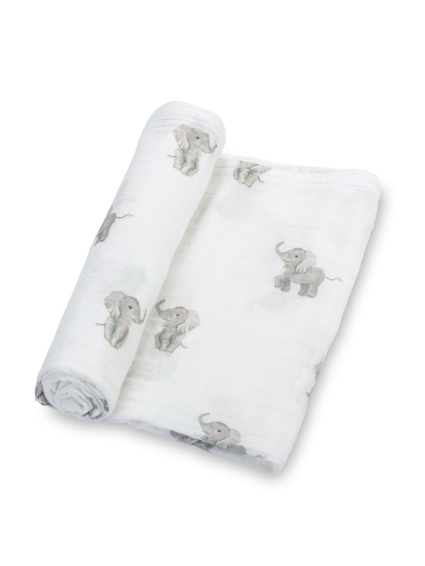 Baby Elephant Muslin Swaddle Blanket - Main Image