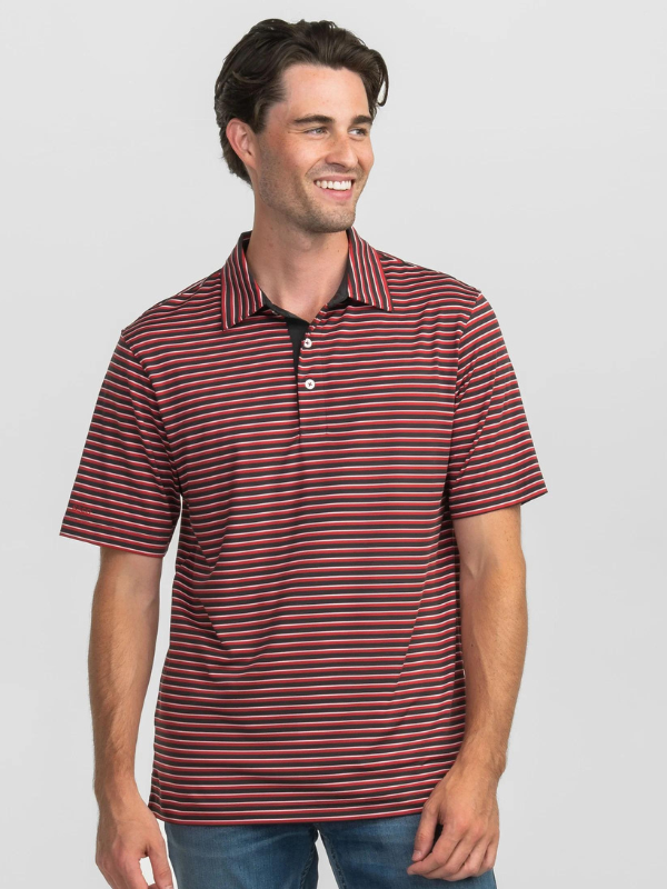 Starting Lineup Stripe Polo in Red Zone by Southern Shirt Co.