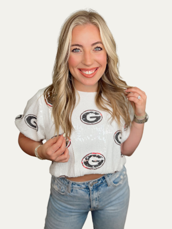 UGA Sequin Repeater Crop Top