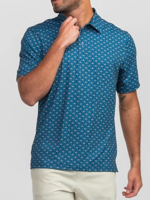 Perfect Round Printed Polo in Blue Fusion by Southern Shirt Co.