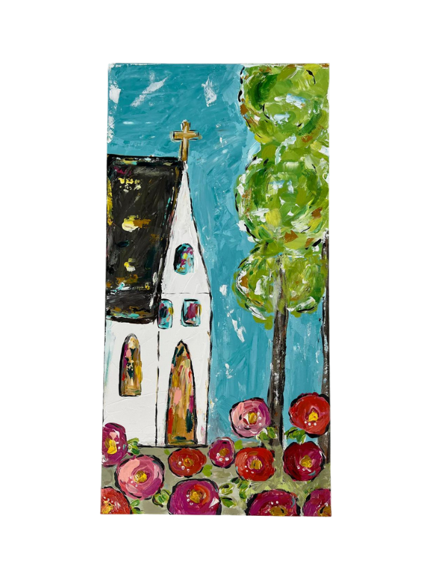 Church with Poppies Canvas