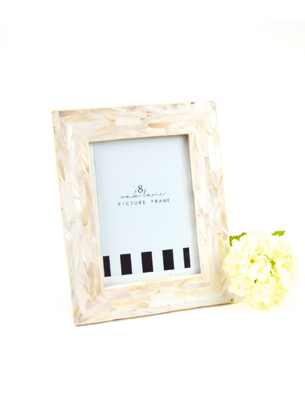 Kitty & Jack Wedding Registry - White 5x7 Mother of Pearl Picture Frame