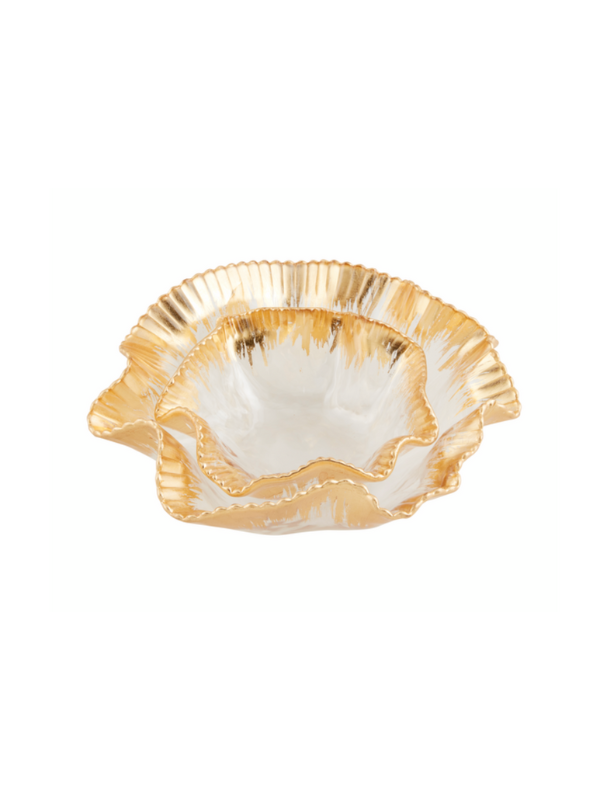 Gold Edge Ruffle Bowl Set