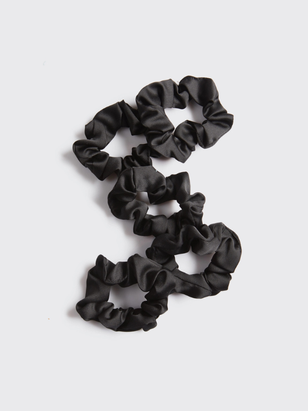 Satin Sleep Scrunchies 5pc - Black