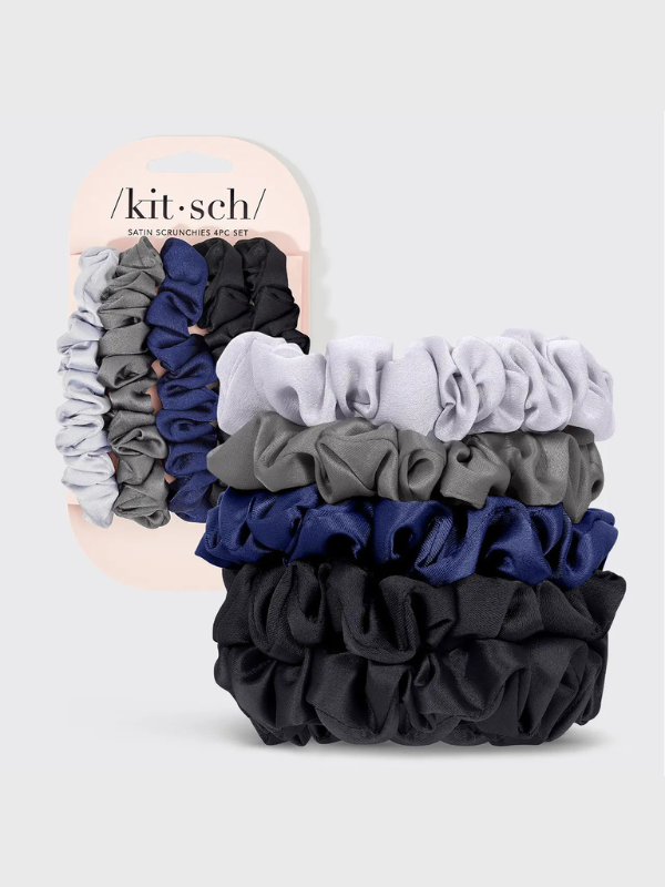 Satin Petite Scrunchies 5pc Set- Midnight