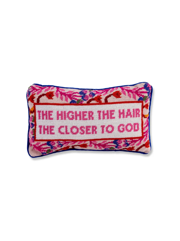 Higher the Hair Needlepoint Pillow